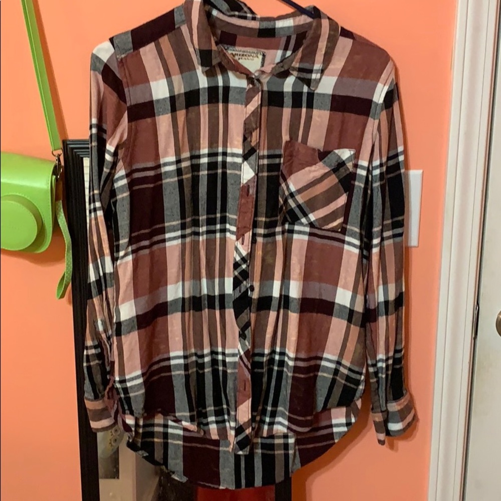 Plaid shirt.